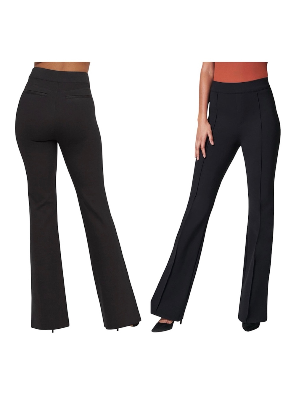 NWT SPANX Women’s Black High Waist Flared Seam-Front Ponte Pants